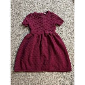 Janie and Jack Girls 8 Rose Terrace Short Sleeve Sweater Dress Maroon Burgundy